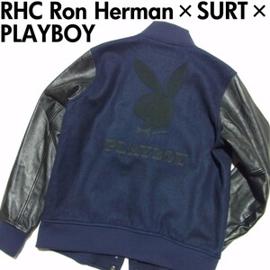 RHC Ron Herman × SURT × PLAYBOY 袖レザー メルトン スタジャン M ロンハーマン サート プレイボーイ ネイビー ブラック 迷彩 カモフラ