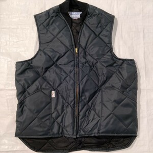 DICKSON　ディクソン キルティングベストQuilted Insulated vest　化繊　中綿　ネイビー　navy Ｌ usa製 Vネック ニットリブ　work 軽量