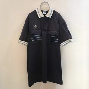 ◆大きいサイズ◆XO◆審判 レフェリー◆ADIDAS/アディダス 半袖 ポロシャツ サッカー ナイロン ブラック 黒 メンズ XO ON2563