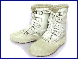 カナダ製ビンテージ品★ソレル/SOREL【24.5-25.5程度/白】重厚本革スノーブーツ◆2@B89