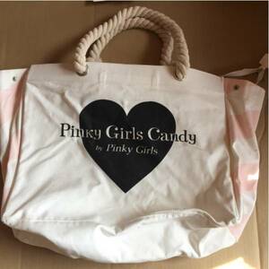 トートバッグ バック カバン かばん 鞄 ピンキーガールズキャンディ Pinky Girls Candy 非売品 新品 コットン 白×ピンク　特大　福袋