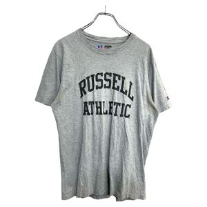 RUSSELL ATHLETIC 半袖 プリント Tシャツ Lサイズ ラッセル アスレチック グレー コットン 古着卸 アメリカ仕入 t2409-4084