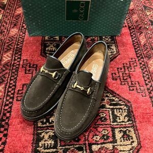 ほぼ新品GUCCI SUEDE LEATHER HORSE BIT LOAFER/グッチスウェードレザーホースビットレザーローファー