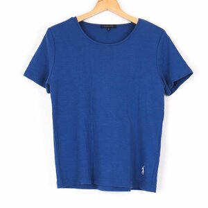 ラルフローレン Tシャツ 半袖 Vネック ロゴ 無地 コットン100% トップス レディース Lサイズ ブルー RALPH LAUREN