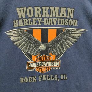 Harley Davidson ハーレーダビッドソン 両面プリント Tシャツ イーグル 古着 ネイビー