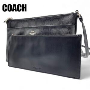 1円〜　COACH　コーチ ショルダーバッグ シグネチャー 取外ポーチ付 F58316