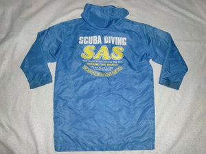 ★日本製 SAS SCUBA DIVING ナイロンパーカ M `80-`90sSAS スキューバダイビング フーディウインドブレーカー ブルー