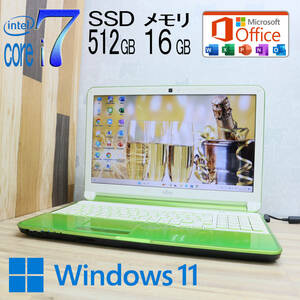 ★美品 最上級4コアi7！新品SSD512GB メモリ16GB★A54E Core i7-2670QM Webカメラ Win11 MS Office2019 Home&Business ノートPC★P72053