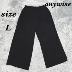 anywise (L) ワイドパンツ ウエストゴム レーヨン 薄手 シンプル