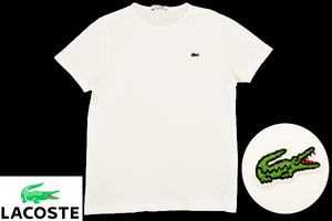 Y-6041★送料無料★LACOSTE ラコステ★正規品 日本製 ホワイト白 胸ワンポイント ワニロゴ刺繍 半袖 T-シャツ 2