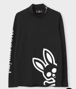 ◆サイコバニー◆L◆ビッグスランティングロゴモックネックロンTEE◆ブラック◆ロングTシャツ◆ゴルフ◆Psycho Bunny◆ラルフローレン◆