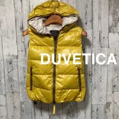 美品 DUVETICA デュベティカ ダウンベスト 38 イエロー フーデッド