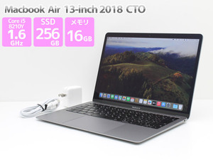 Apple Macbook Air 13-inch,2018 CTO スペースグレイ Core i5 8210Y 1.6GHz メモリ16GB SSD256GB Cランク G89H 中古