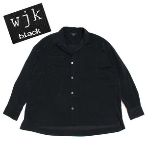 wjk black ヴィンテージサテンビッグシルエット ダブルポケットオーバーシャツ 定価13,000円 size2 119500001 ダヴルジェイケイブラック