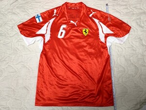 プーマ×フェラーリ ライコネン サッカーユニフォームTシャツ☆L Ferrari×puma raikkonen 背番号6 赤 フィンランド