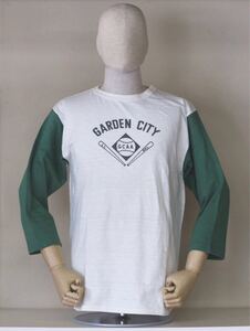 WAREHOUSE ウエアハウス サイズM クリーム×L.グリーン Lot.4800 7分袖ベースボールTシャツ GARDEN CITY