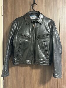 AERO LEATHERS 黒 シングルライダース /肉厚馬革/ レザージャケット 38 M エアロレザー