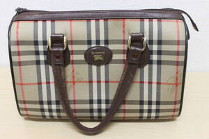 〇中古品 保管品 バーバリー BURBERRY ミニボストンバッグ ハンドバッグ キャンバス ノバチェック/激安1円スタート