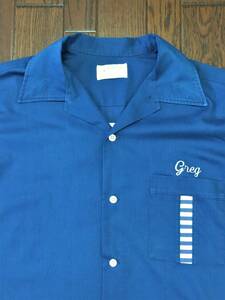 ＵＳＡ製 ７０ｓ ビンテージ ヒルトン ＨＩＬＴＯＮ ボーリングシャツ Ｌ 青 ブルー 刺繍 ７０年代 アメリカ製