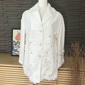 定価70万 ERMANNO SCERVINO 最高級 未使用 レース ジャケット 38 Mサイズ 大きめ ホワイト レース コート