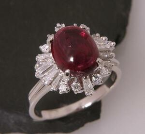 《質屋出品》Pt900★ルベライト2.64ct+ダイアモンドリング★C-1423