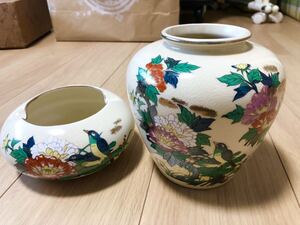 送料込み　九谷焼　花鳥　応接揃　幸窯　未使用品