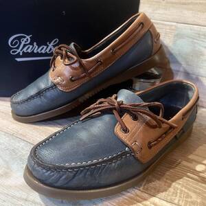 【美品】箱付Paraboot barth for BEAMSパラブーツ バース　デッキシューズ レザーシューズ　革靴　8 27cm バイカラー　