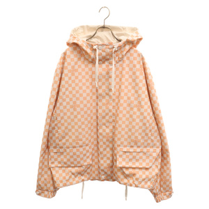 LOUIS VUITTON ルイヴィトン 24SS Damier Wind Breaker ダミエ ジップアップ ウインドブレーカー ホワイト/オレンジ RM241 HQU HQB68W