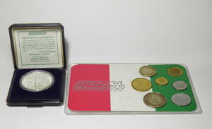 １９８６年　ワールドサッカーメキシコ大会　１００ペソ　シルバープルーフコイン コインセット