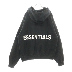 エフオージー エッセンシャルズ BACK LOGO HOODIE バッグロゴプリント プルオーバースウェットパーカー フーディー ブラック