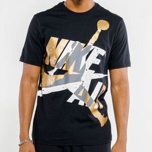 USA正規品 【2XL】 NIKE ナイキ AIR JORDAN エア ジョーダン 半袖 Tシャツ BLAST ビッグロゴ JUMPMAN ジャンプマン 黒 ゴールド NBA