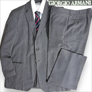 J7236 美品 ジョルジオアルマーニ ヘリンボーン柄スーツ チャコールグレー 52 GIORGIO ARMANI