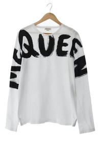 アレキサンダーマックイーン ALEXANDER MCQUEEN グラフィック ロゴ プリント 長袖 Tシャツ ロンT 664426 QTZ89 M 白 ホワイト ☆AA★241210