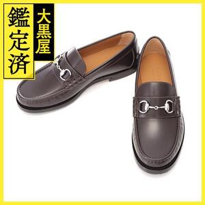 GUCCI　グッチ　ホースビットローファー　メンズ7　ブラウン/シルバー金具　レザー　776660　2143200596817　【432】