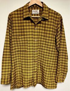 ビンテージ オープンカラーシャツ Golden Needle Manhattan S M チェック レーヨン イエロー 黄 長袖 towncraft sears arrow vintage 60s