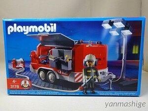 新品 廃番 レスキュー 3178 『消防車』投光器ライトアップスタンド点灯 プレイモービル playmobil ゲオブラ Geobra Fire Support Vehicle