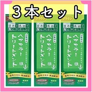 ★3本セット★ 白髪かくし 昆布と馬油のヘアカラートリートメント ブラウン 200g グレイカラー カラートリートメント 白髪染め