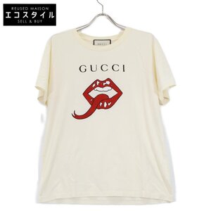 GUCCI グッチ 19SS 493117 XJAN8 アイボリー リップスティックプリントTシャツ アイボリー レッド XS トップス メンズ 中古