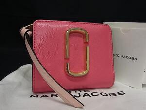 1円 ■美品■ MARC JACOBS マークジェイコブス スナップショット レザー 二つ折り 財布 ウォレット ピンク系×ベージュ系 FL0937