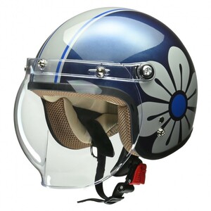 【NEW】ジェットヘルメット NOVIA(ノービア)　ネイビーxグレー　サイズフリー（55～57cm未満)　NOVIA-nv/gy リード工業