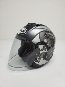 希少 美品 Arai アライ VZ-RAM 鼓動2 風神・雷神 黒/銀 ジェットヘルメット Mサイズ 57-58 2りんかん限定品