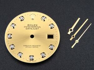 1円～！ROLEX ロレックス デイトジャスト Ref.16233G用 ダイヤ シャンパン文字盤 針付き メンズ 腕時計 ダイヤル パーツ 09