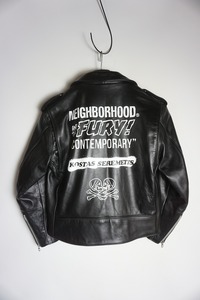 美品 正規23AW NEIGHBORHOOD × Schott × Featuring Kostas ネイバーフッド ショット コスタス ワンスター ライダース ジャケット黒906O▲