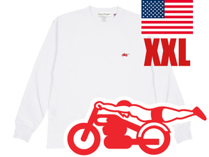 USAコットン SUPER HEAVY WEIGHT スピードアディクト L/S T-shirt WHITE XXL/白長袖tシャツロンteeヘビーウェイトヘビーオンス厚手goodwear