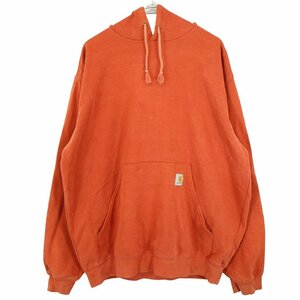 SALE/// Carhartt カーハート 袖ロゴプリント パーカー フーディー オレンジ (メンズ L) O3624