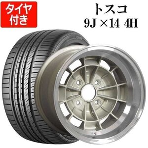 トスコ 4本セット タイヤ付き 14×9J -28 PCD114.3 4H マテリアルカラー 225/40R14 CP2000 深リム アルミ ホイール 送料無料 沖縄不可