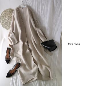 2万☆ミラオーウェン Mila Owen☆袖ボリューム接結ノーカラーコート 0サイズ☆M-B 0377