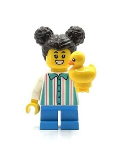 即決　新品　未使用　レゴ LEGO ミニフィグ　ミニフィギュア　シティ　アヒルと女の子　子ども　お団子ヘア　アヒル