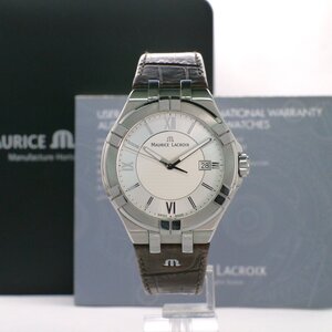 ■ 1円 ～ 中古品 参定10.2万■ モーリスラクロア MAURICE LACROIX ■ アイコン 42mm AI1008-SS001-130-1 ■箱説 クォーツ シルバー メンズ