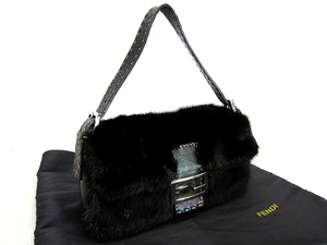 KJ808-799915◆極美品売切り【フェンディ FENDI】セレリア マンマバケット ハンドバック ファー◆ブラック 黒